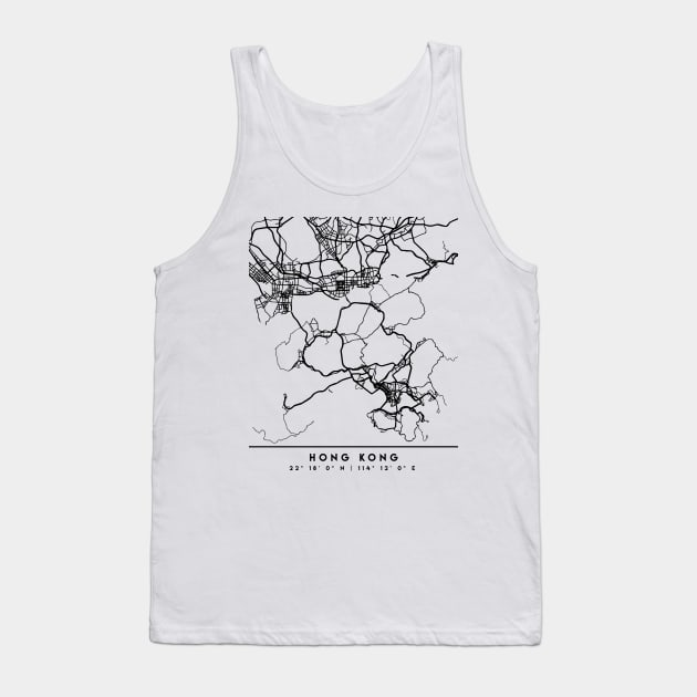 HONG KONG CHINA BLACK CITY STREET MAP ART Tank Top by deificusArt